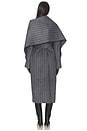 view 4 of 4 Candice Scarf Double Wool Long Coat in Charcoal Pinstripe