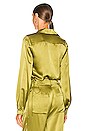 view 4 of 5 Brinley Cross Over Cropped Blouse in Moss