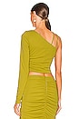 view 3 of 4 Posey Asymmetrical Crop Top in Moss