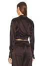 view 3 of 4 Elea Crop Wrap Top in Dark Chocolate