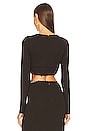 view 3 of 4 Delivio Long Sleevetwist Top with Chain Hardware in Espresso