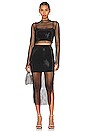 view 4 of 5 Anniel Long Sleeve Crystal Fishnet Crop Top in Black