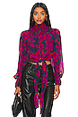 view 1 of 4 Kaija High Neck Blouse in Magenta Blurred Floral Print
