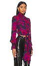 view 2 of 4 Kaija High Neck Blouse in Magenta Blurred Floral Print