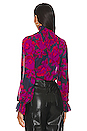 view 3 of 4 Kaija High Neck Blouse in Magenta Blurred Floral Print