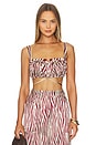 view 1 of 4 Tracy Button Front Crop Top in Brick Toledo Print