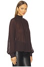 view 2 of 4 Solene Long Sleeve Mock Neck Blouse in Cacao