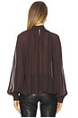 view 3 of 4 Solene Long Sleeve Mock Neck Blouse in Cacao