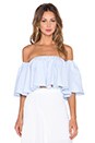 view 1 of 4 Off Shoulder Elastic Top in Blue