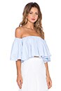 view 2 of 4 Off Shoulder Elastic Top in Blue