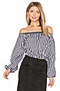 view 1 of 4 Pintuck Off Shoulder Top in Black & White