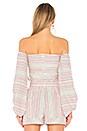 view 3 of 4 Rainbow Stripe Off Shoulder Wrap Top in Multi