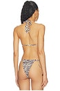 view 3 of 5 Malta Bikini Top With Center Beaded Ties in Graphic Zebra