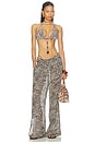 view 4 of 5 Malta Bikini Top With Center Beaded Ties in Graphic Zebra