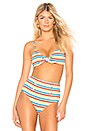 view 1 of 4 Rainbow Stripe Bikini Top in Red Rainbow