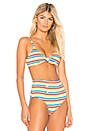 view 2 of 4 Rainbow Stripe Bikini Top in Red Rainbow