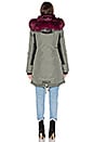 view 3 of 4 PARKA DOUBLÉE RENARD ARGENTÉ ET RATON-LAVEUR D'ASIE CHELSEA in Military & Magenta
