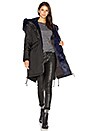 view 1 of 4 Brera Semi Silver Fox and Asiatic Rabbit Fur Lined Parka in Black & Navy Fur
