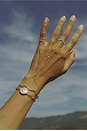 view 3 of 3 Sophia Pearl Hand Chain in Gold