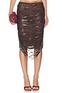 view 1 of 6 Long Lazer Skirt in Burgundy