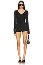 view 1 of 4 Fringe Long Sleeve Playsuit in Black