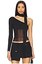 view 1 of 4 Asymmetric Neck Tie Top in Black