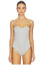 view 2 of 5 The Plunge Bodysuit in Grey Marl