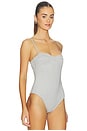 view 3 of 5 The Plunge Bodysuit in Grey Marl