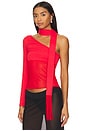 view 2 of 4 Asymmetric Neck Tie Top in True Red