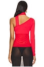 view 3 of 4 Asymmetric Neck Tie Top in True Red