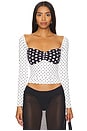 view 1 of 5 Polka Long Sleeve Top in White & Black