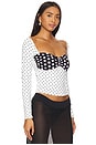 view 2 of 5 Polka Long Sleeve Top in White & Black