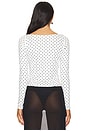 view 3 of 5 Polka Long Sleeve Top in White & Black