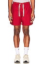 view 3 of 3 Club Woven Lined Flow Short in University Red & White
