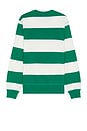 view 2 of 5 Striped Heavyweight French Terry Crew in Malachite, Sail, & White