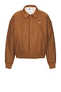 view 1 of 5 M Nk Solo Wool Varsity Jacket in Light British Tan, Light Orewood Brown, & White