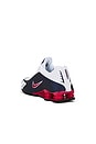 view 3 of 6 Shox R4 Sneaker in Midnight Navy, Gym Red, White, Metallic Silver, Black, & White