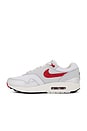 view 5 of 7 Nike Air Max 1 Prm Sneaker in White, Chile Red, & Metallic Silver