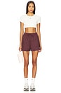 view 5 of 6 Essential Woven Mid Rise Short in Burgundy Crush & Sail