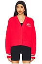 view 1 of 4 Over-Oversized Graphic Cardigan in University Red