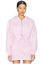 view 2 of 7 Loose Cropped Full Zip Hoodie in Pink Foam