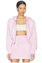 view 3 of 7 Loose Cropped Full Zip Hoodie in Pink Foam