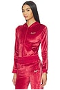 view 1 of 6 Velour Full Zip Hoodie in Team Crimson