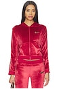 view 3 of 6 Velour Full Zip Hoodie in Team Crimson