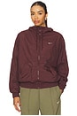 view 1 of 5 Loose Essential Woven UV Hooded Jacket in Burgundy Crush & Sail