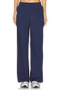 view 1 of 6 Chill Poplin High Waisted Open Hem Pant in Midnight Navy & Sail
