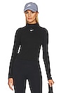 view 1 of 4 Ribbed Mock Neck Long-sleeve Top in Black & White