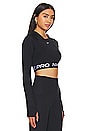 view 2 of 4 Pro 365 Crop Long Sleeve Top in Black & White