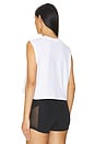 view 3 of 4 Club Cropped Sleeveless T-Shirt in White & Black