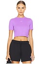 view 1 of 4 T-SHIRT CROPPED SPORTSWEAR ESSENTIAL in Black Raspberry & White